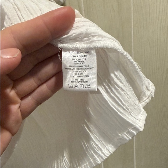 Lush White Crape Peplum Blouse, Tie Back Detail- M - Picture 4 of 6